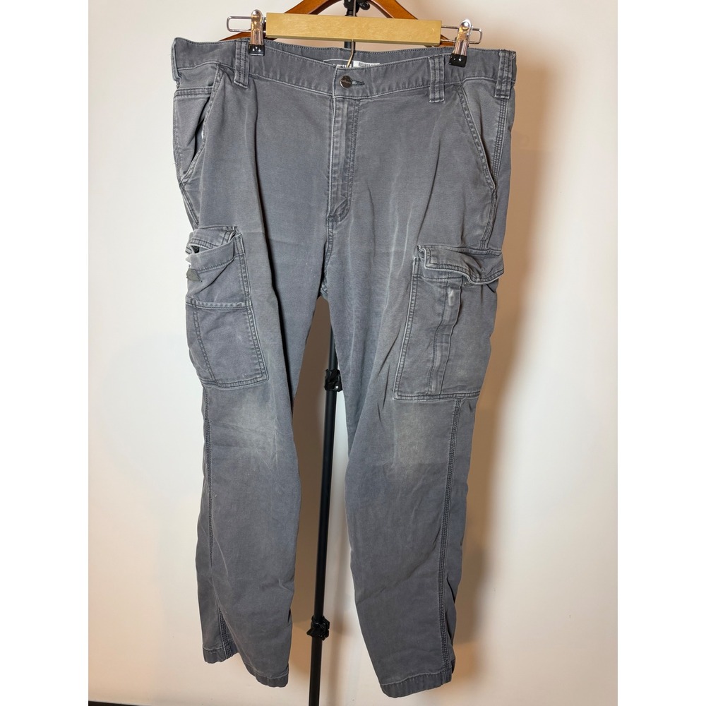 Carhartt Relaxed Fit Cargo Pants Mens 38x32 Gray Canvas Work Trousers Cotton